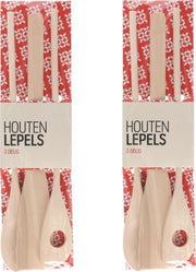 houten pollepel - Lepelset hout 6 delig - Set van 3 verschillende houten pollepels - Hout keukengerei - 6 stuks - houten keuken artikelen -