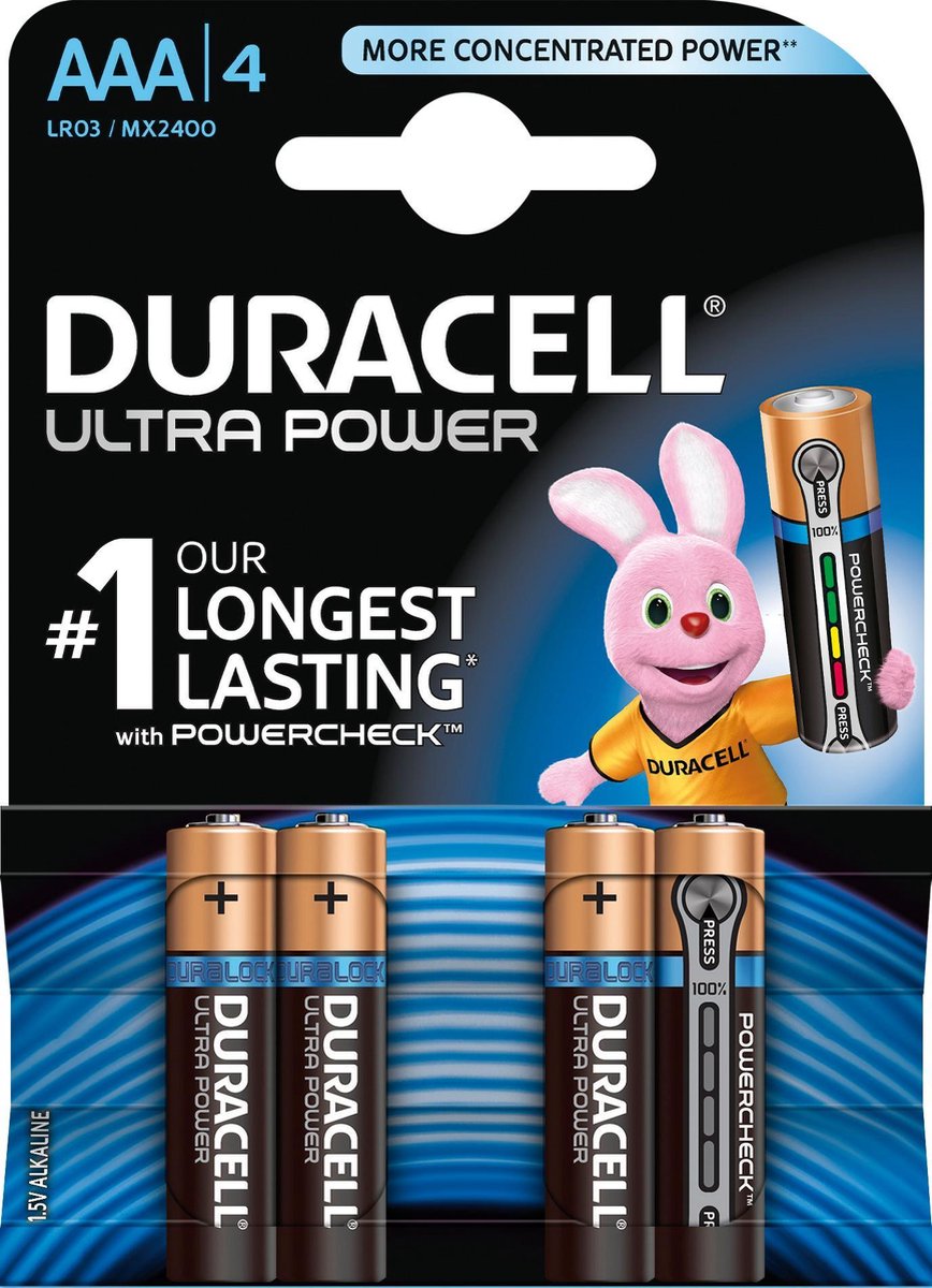 Duracell Ultra Power AAA Alkaline Batterijen - 4 stuks