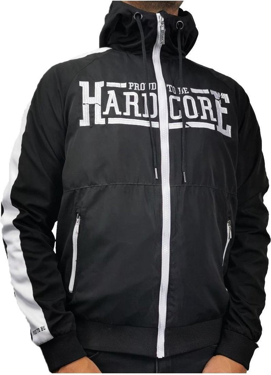 HARDCORE Gabber Windjack Jas Zwart Wit - Hardcore Jack - Hardcore Jas - Hardcore Kleding - Maat XS