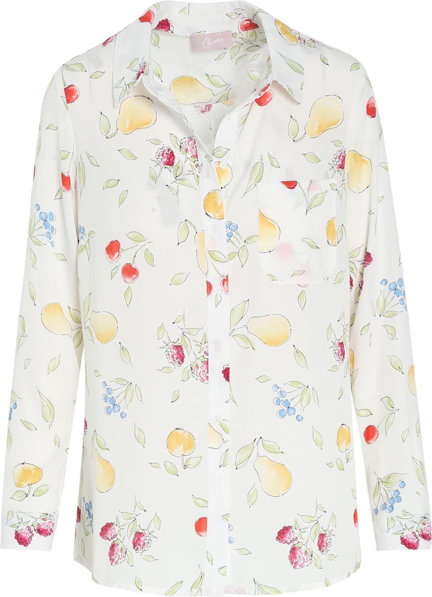 Cassis - Blouse in crêpevoile met fruitmotief - Geel
