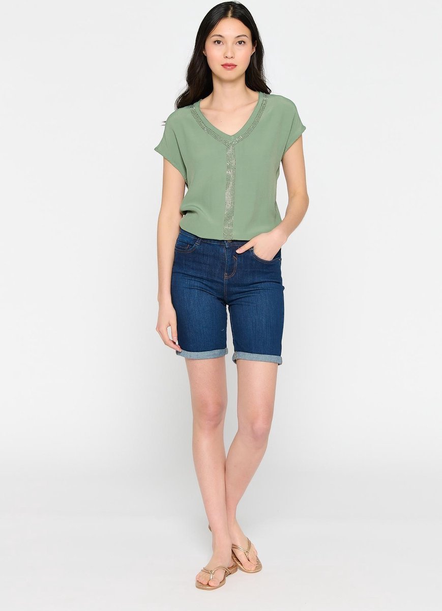 Lange shorts met omslag - Donker Blauw