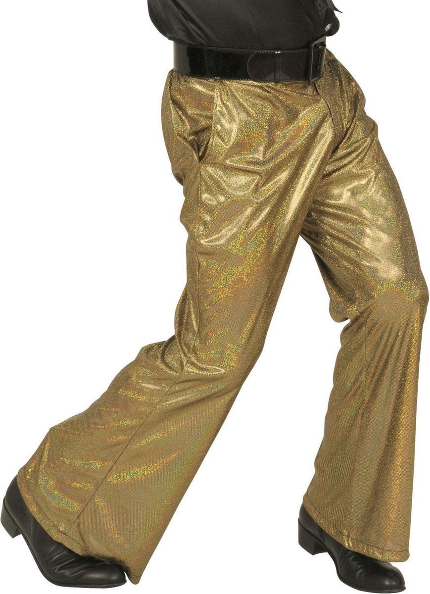 Goudkleurige glitter disco broek voor mannen - Verkleedkleding