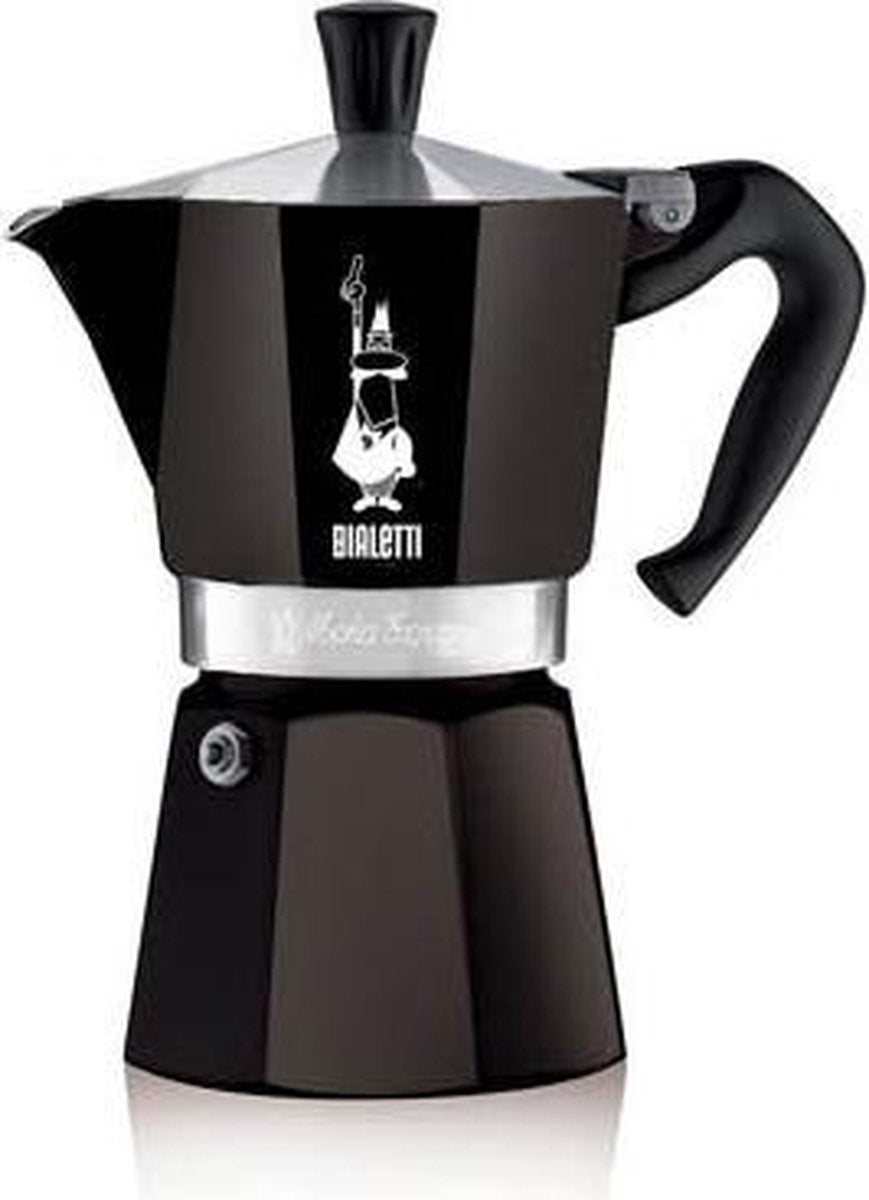 Bialetti Moka-Express - Zwart - Voor 3 Kopjes en Yourkitchen E-kookboek