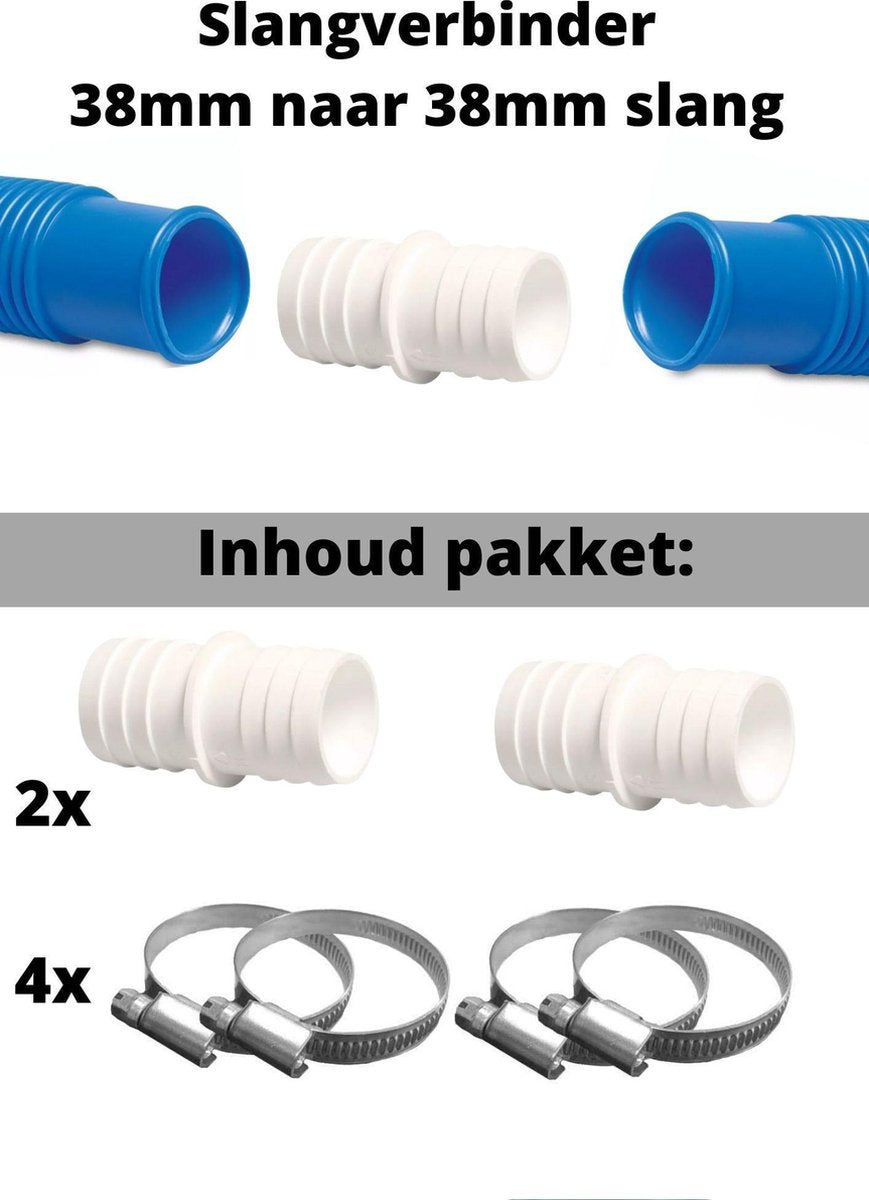 2 x Slangverbinder - slangkoppeling 38mm naar 38 mm Intex/ bestway zwembadslang koppeling