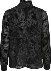 Onlluxo l/s frill top wvn Black
