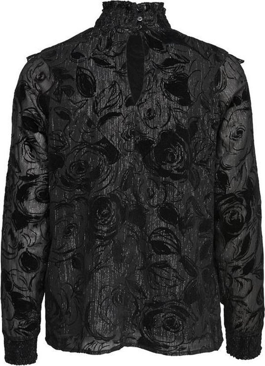 Onlluxo l/s frill top wvn Black