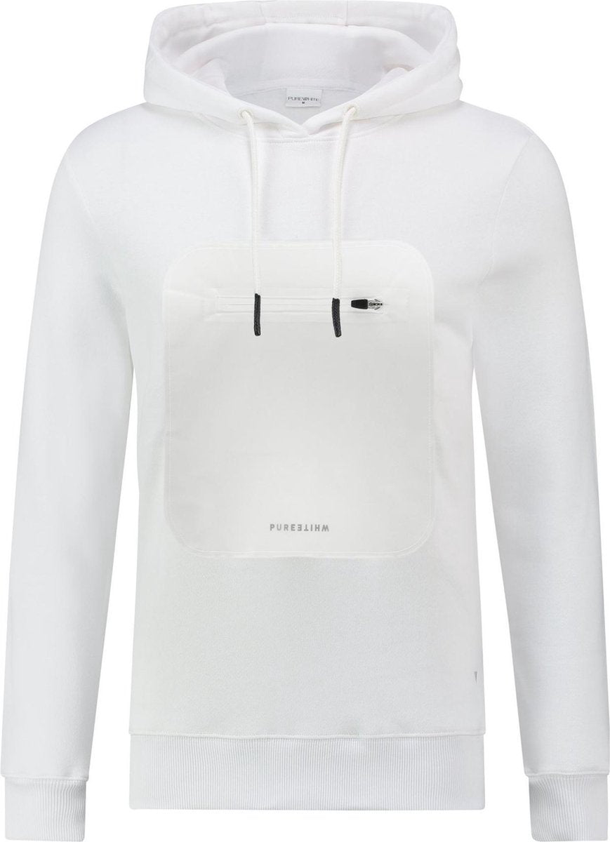 Purewhite Transparant Pocket Hoodie - White - Slim fit