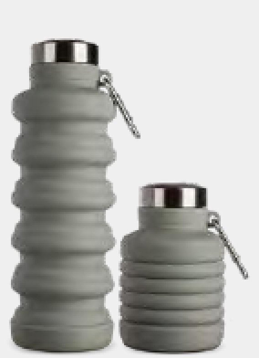 Piu Forty Silicone 500ml foldable bottle w\ carabiner – col.GREY
