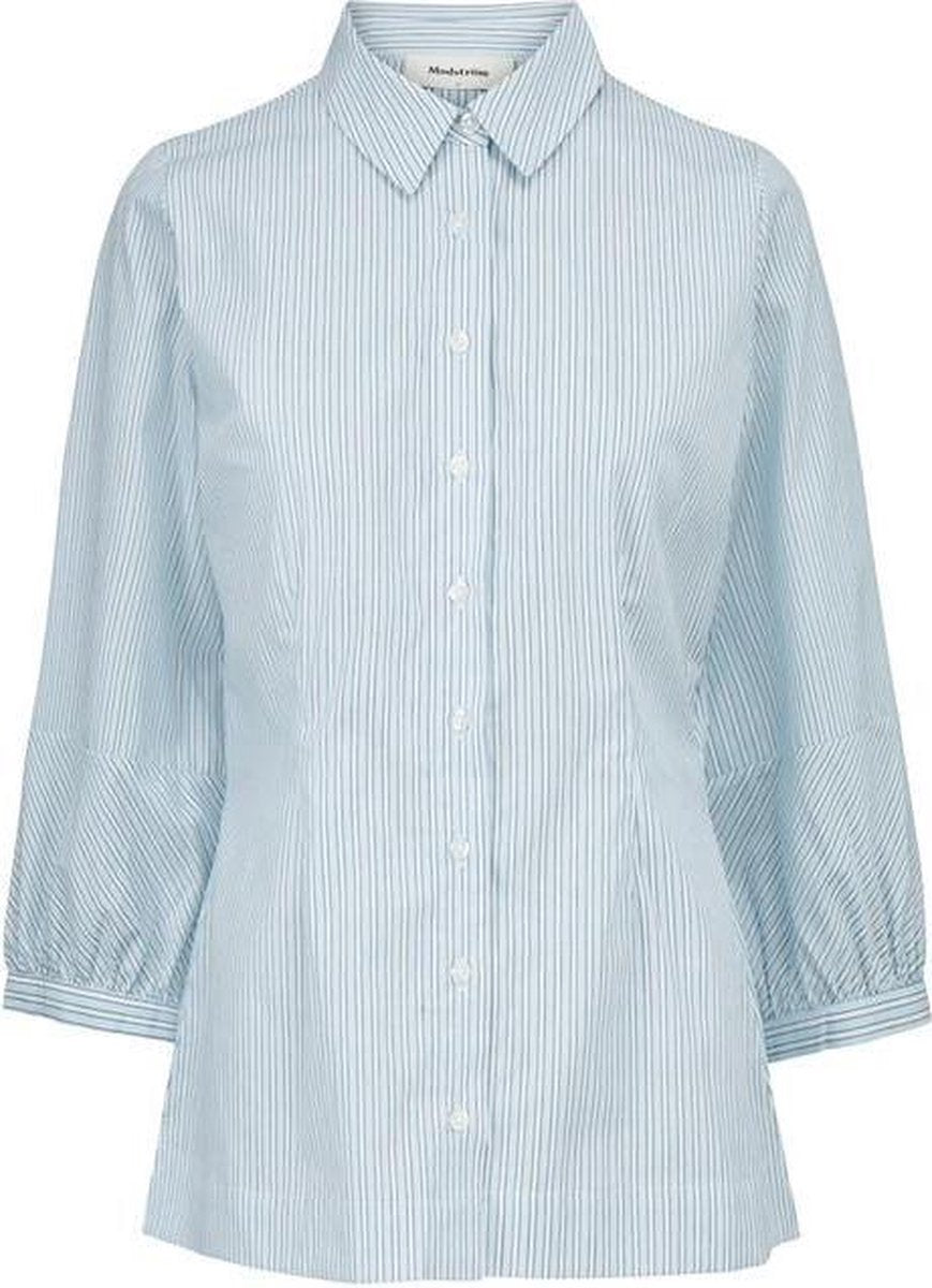 Getailleerde lichtblauwe gestreepte blouse - Idol blouse - Modstrom