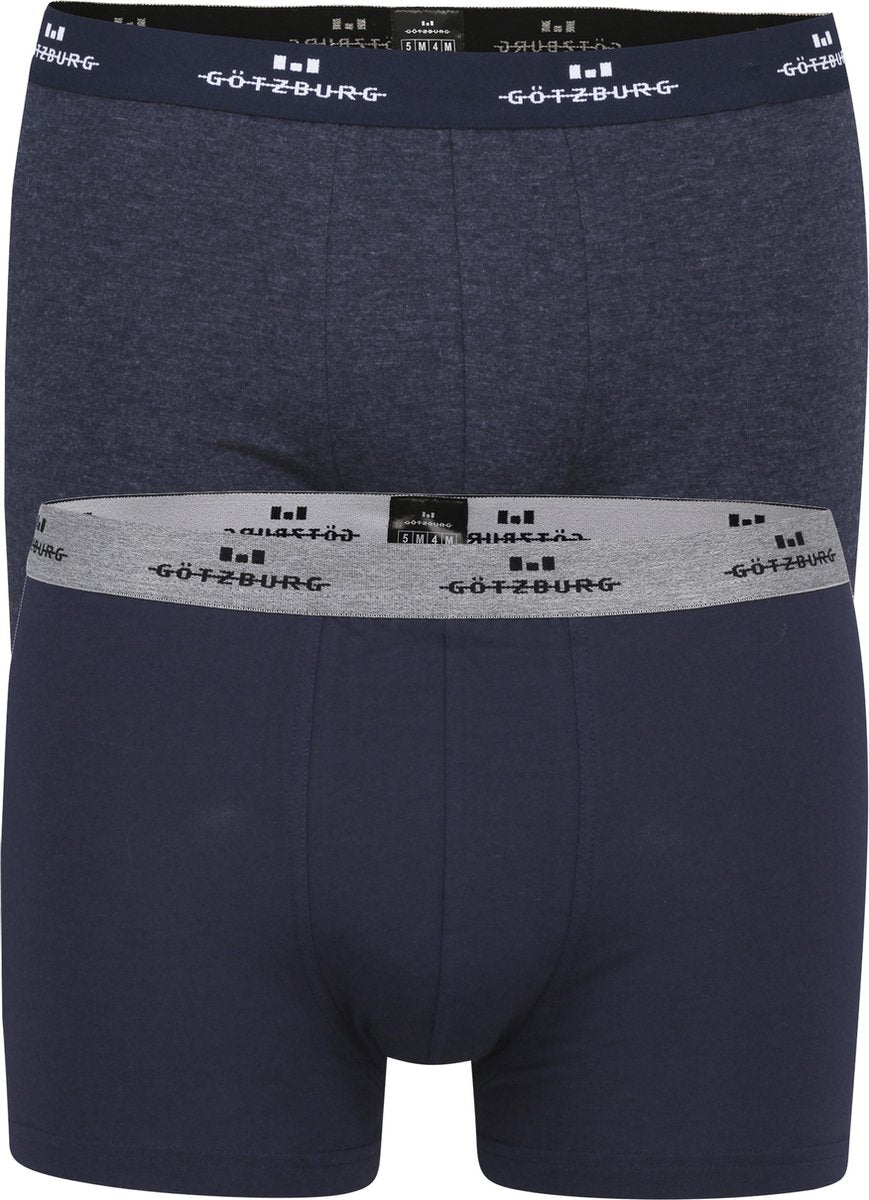 Gotzburg heren boxers (2-pack) - donkerblauw en blauw melange -  Maat: XL