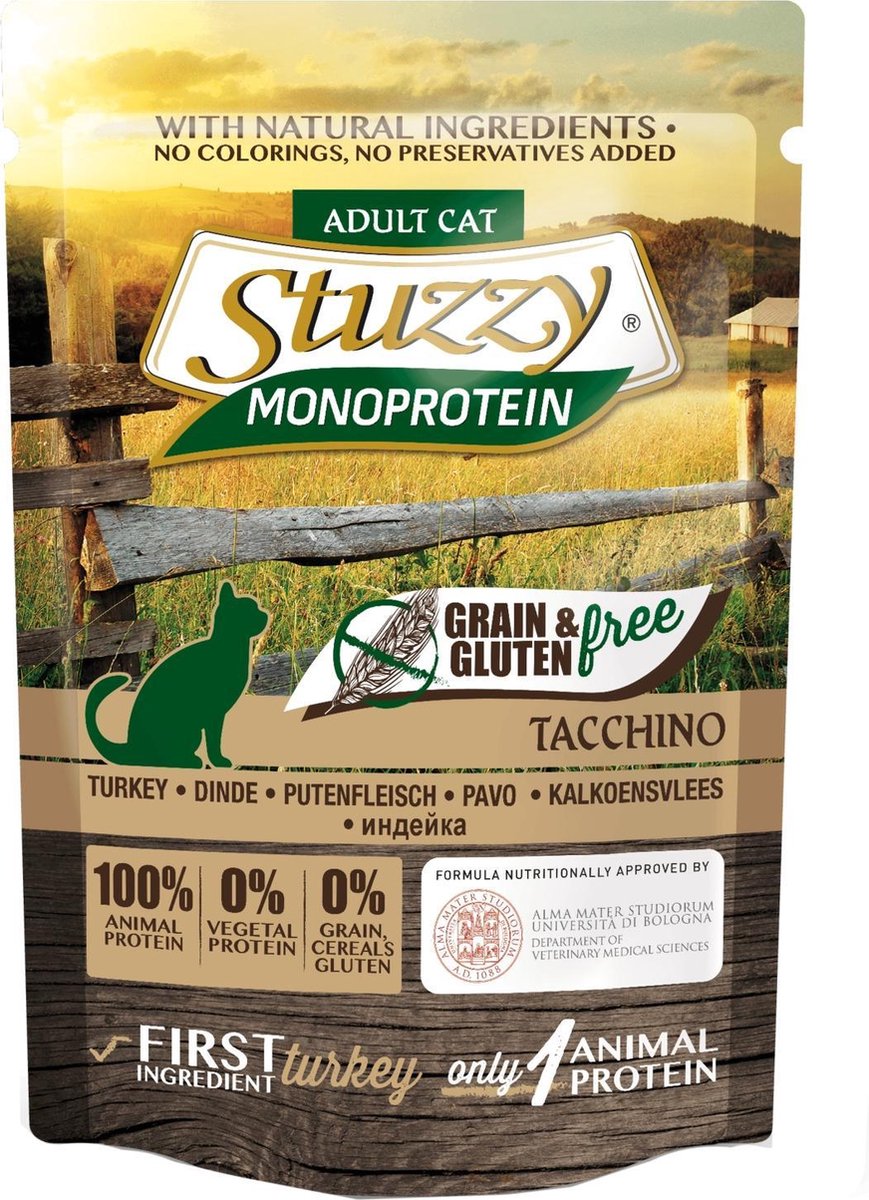 Stuzzy - kattenvoer - Kalkoen - Graan vrij - Volledig Natvoer - 16 x 85gram