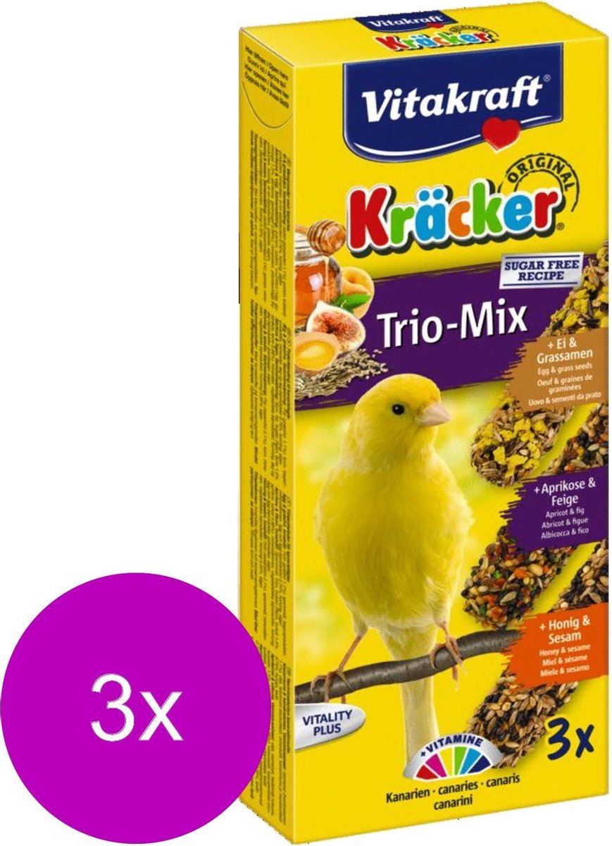 Vitakraft Kanarie Kracker 3 stuks - Vogelsnack - 3 x Honing&Ei&Fruit