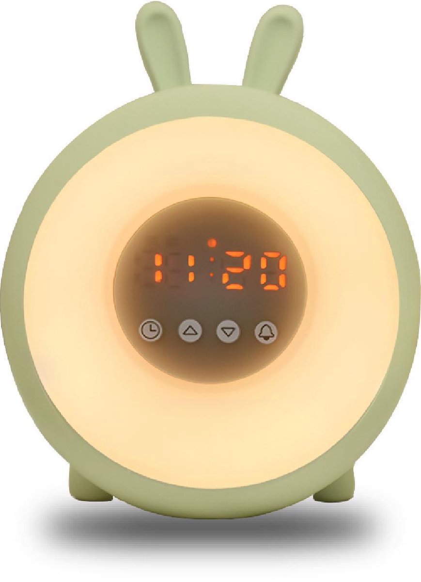 Syrad® Wake-Up Light voor Kinderen - Zonsopgang + Zonsondergang - Natuurlijke wekker - Pastel Groen - Kinderwekker - Slaaptrainer - Lichtwekker - Meisje + Jongen - Slaapwekker - Wekkerradio - Kinder Wekker - Kind