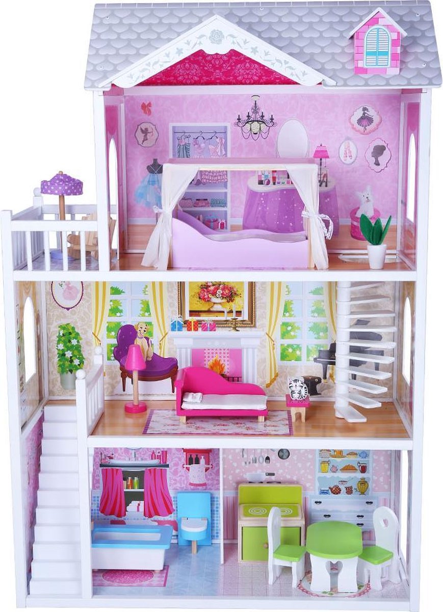 Poppenhuis Angels Country House met 12 delige meubelset