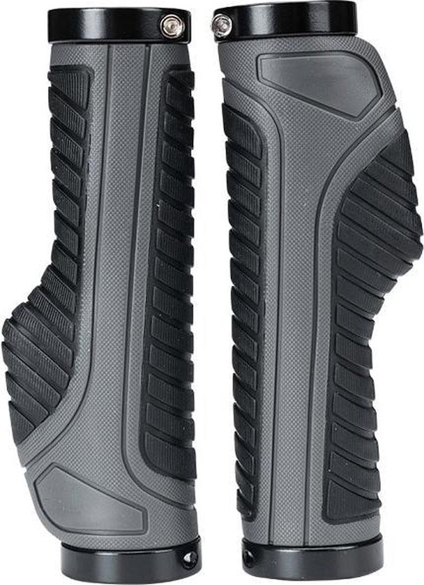 Baymate Fiets Grips MTB Racefiets Double Lock Rubber Handvatten Anti-slip Schokabsorberende Soft Bike Grips Stuur BT1802GR Gray