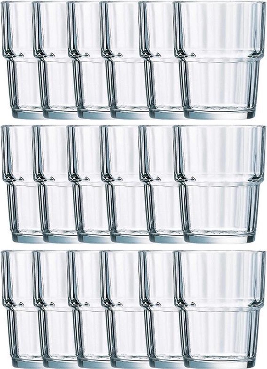 18x Drinkglazen/waterglazen Norvege transparant 200 ml - Koffie/thee/Whiskey glazen Norvege 200 ml