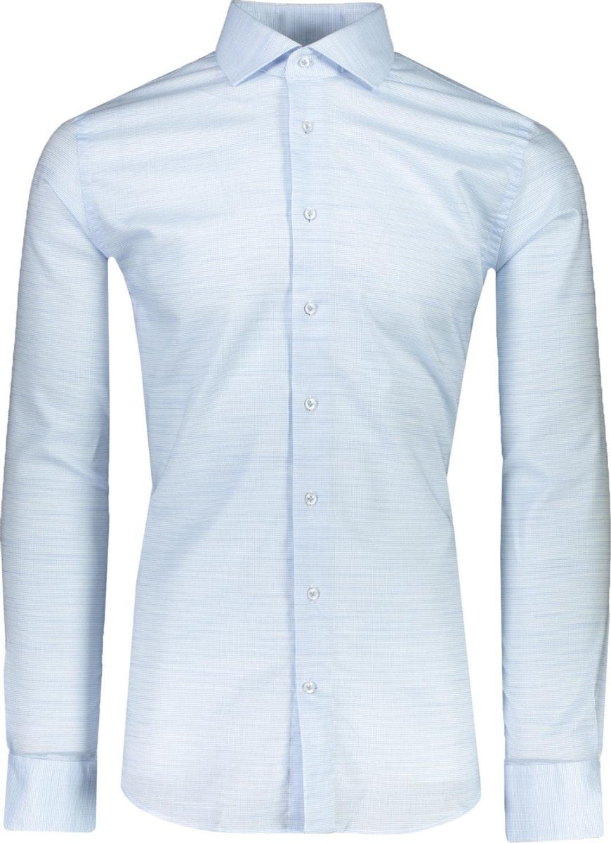 Profuomo   Overhemd Blauw Getailleerd - Maat UK18-EU45 - Heren - Lente/Zomer Collectie - Katoen