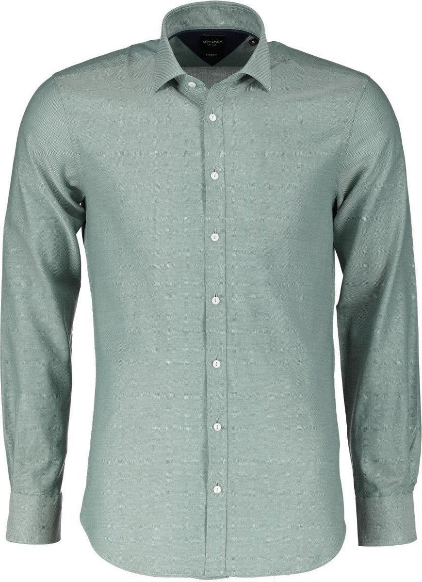 City Line By Nils Overhemd - Body Fit - Groen - S