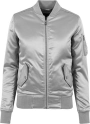 Urban Classics Bomber jacket -XS- Satin Zilverkleurig