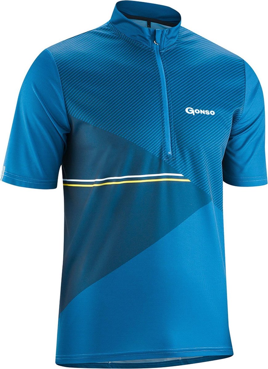Gonso Fietsshirt - Maat M  - Mannen - blauw/wit/geel