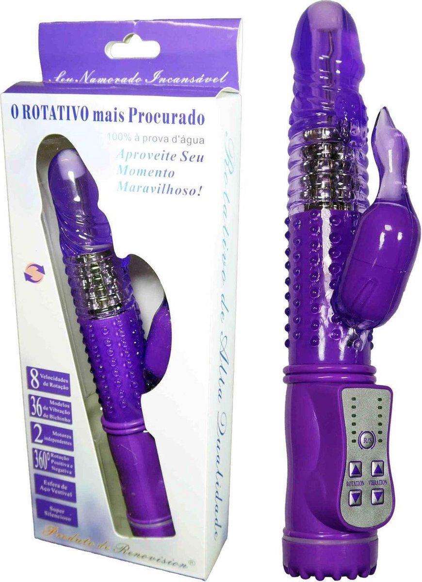 Bossoftoys - Big - Powerful - Paars - Tarzan - Rabbit - 36 Function - Gus Vibrator - 22 cm - 8