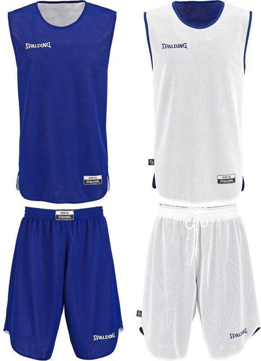 Spalding Double Face Reversibel basketbal tenue - maat 140 -kobalt/wit