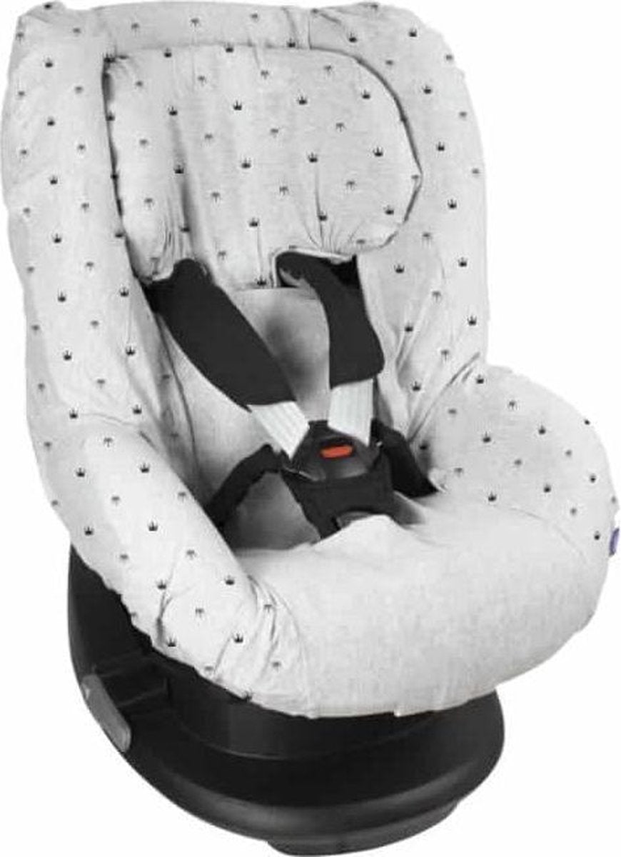Dooky Seat Cover Groep 1 Autostoel hoes Light Grey Crowns