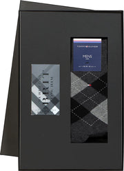 Heren cadeaubox: Burberry Brit parfum met geruite Tommy Hilfiger sokken -  Maat: 39-42