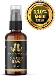 Plantpowders - CBD Olie - Full Spectrum - 5% CBD RAW - Hennepzaadolie - Vegan - Supplementen - Spray - 30 ml