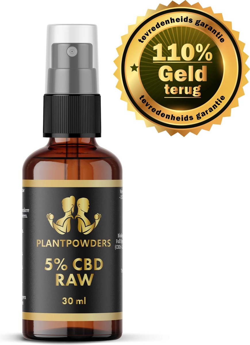 Plantpowders - CBD Olie - Full Spectrum - 5% CBD RAW - Hennepzaadolie - Vegan - Supplementen - Spray - 30 ml