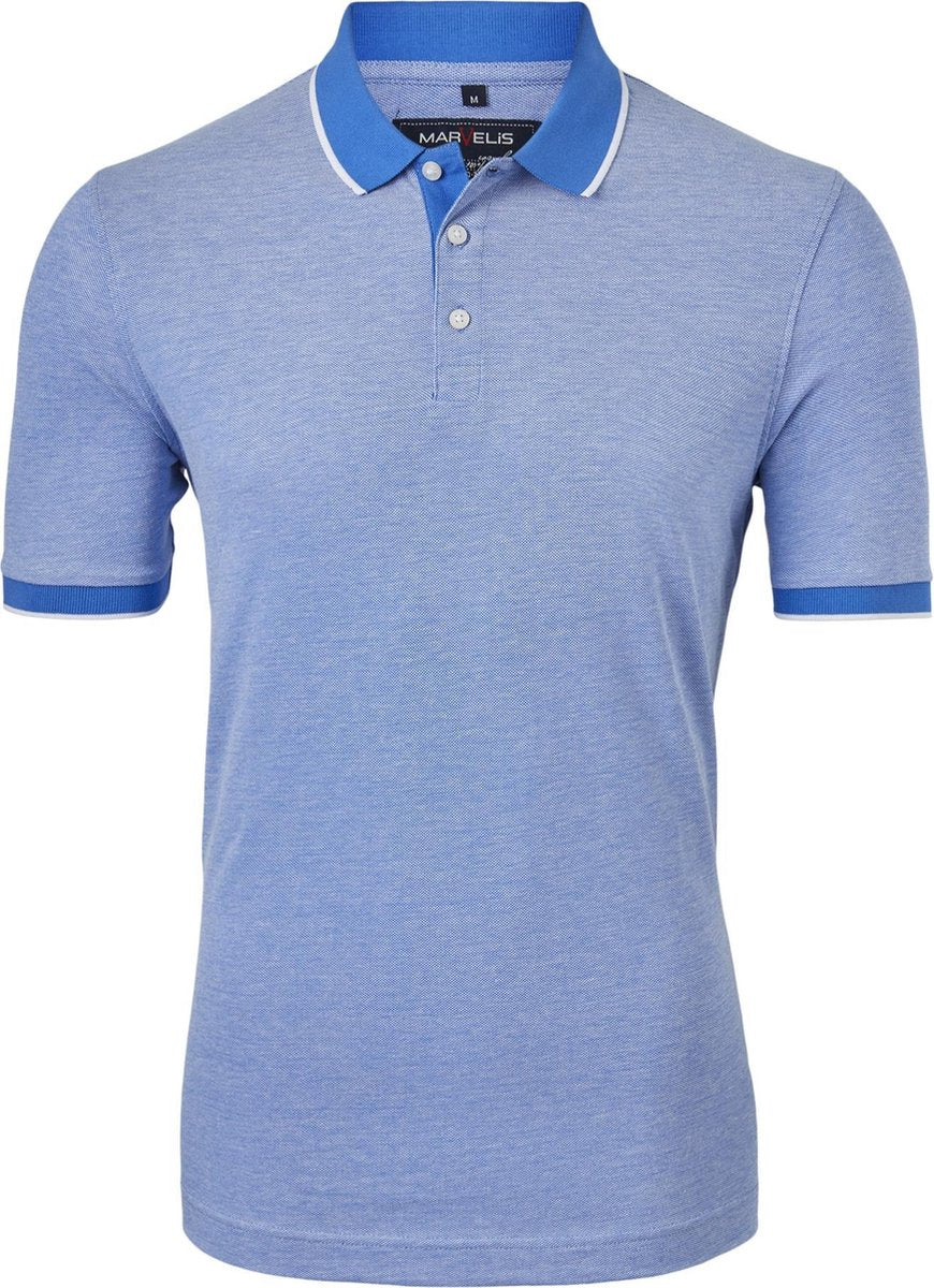 Marvelis Modern Fit poloshirt - kobaltblauw melange -  Maat: 4XL