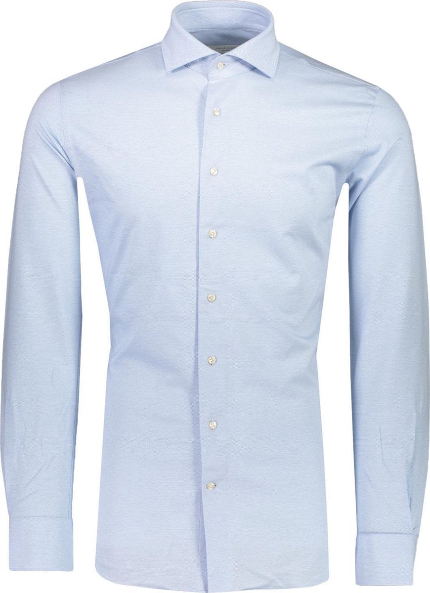 Profuomo   Overhemd Blauw Getailleerd - Maat UK15.5-EU39 - Heren - Lente/Zomer Collectie - Katoen;Polyester