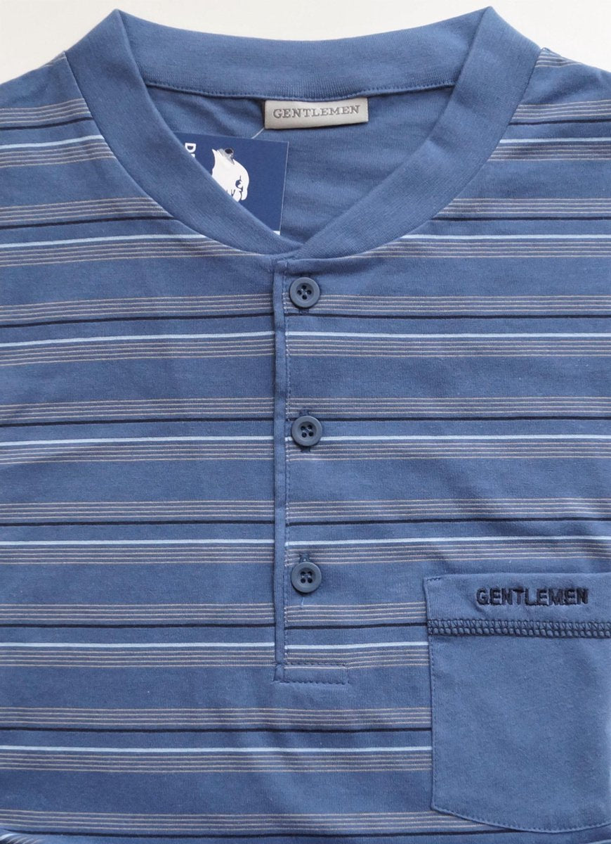gentlemen heren pyjama knoopsluiting  blauw L
