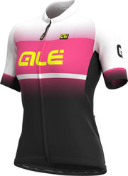 Ale Donna SS Jersey Solid Blend - Zwart-Fluo Roze - S - Valt klein
