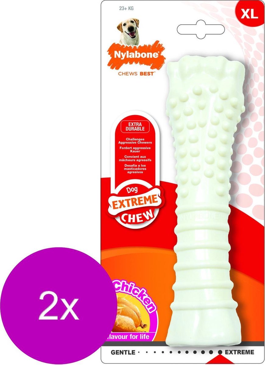 Nylabone Durachew Bone Souper Xl - Hondenspeelgoed - 2 x Wit