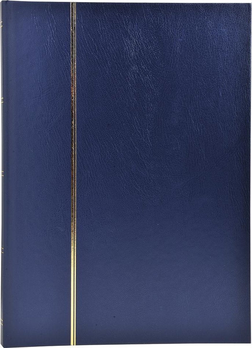 Postzegelalbum met kaft in kunstleder - 48 zwarte bladen - 9 banden - 22 