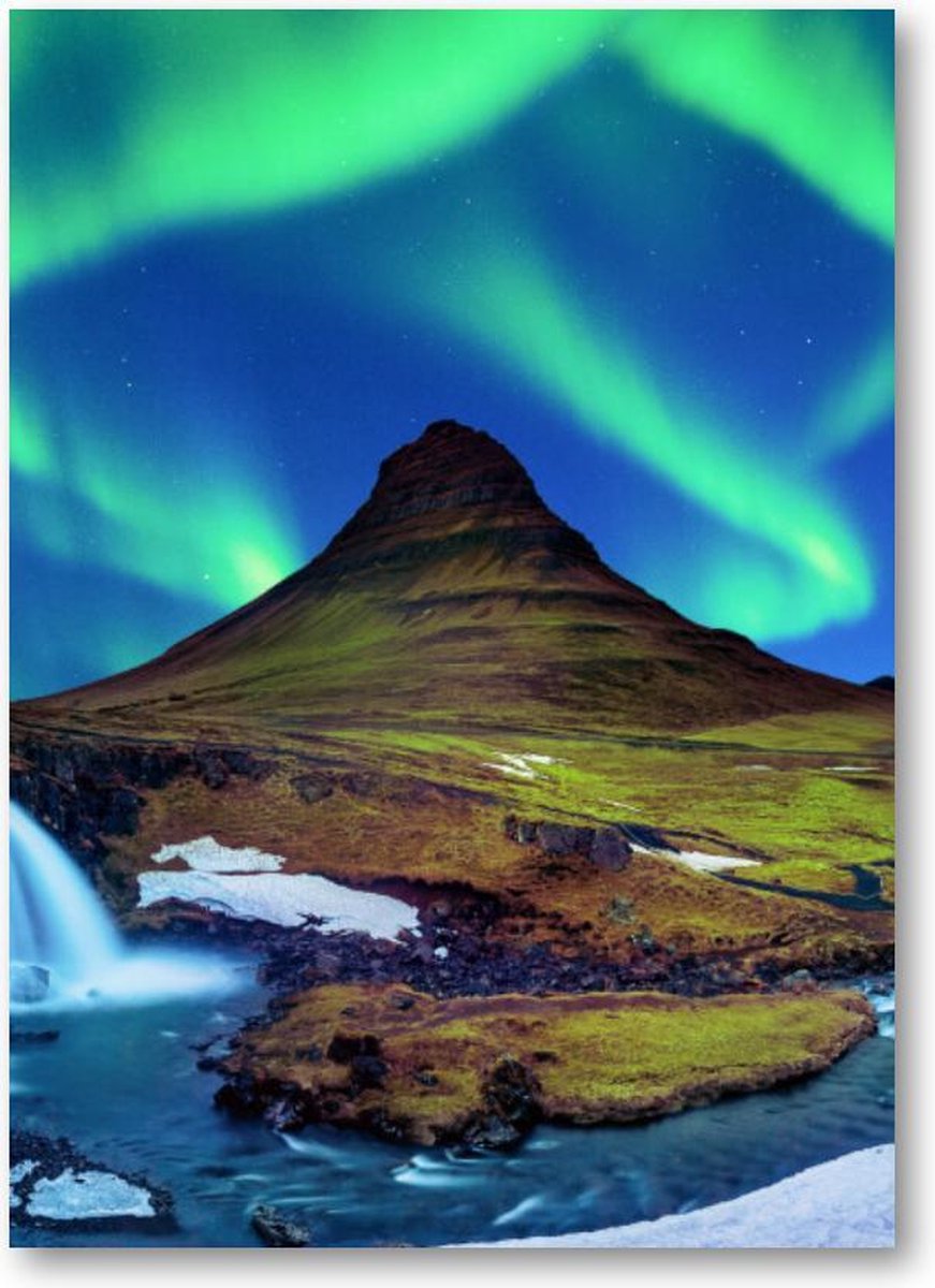 Noorderlicht - bij Kirkjufell in IJsland - 120 Stukjes puzzel voor volwassenen - Landschap - Sterren - Natuur