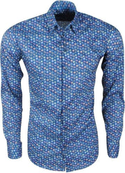 Ferlucci Heren Overhemd met Mini Uilen Design -  Calabria - Stretch - Navy