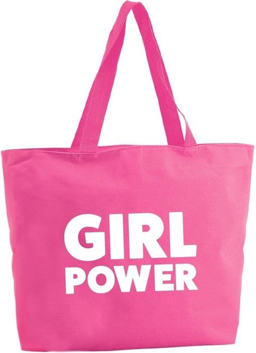 Girl Power shopper tas - fuchsia roze - 47 x 34 x 12