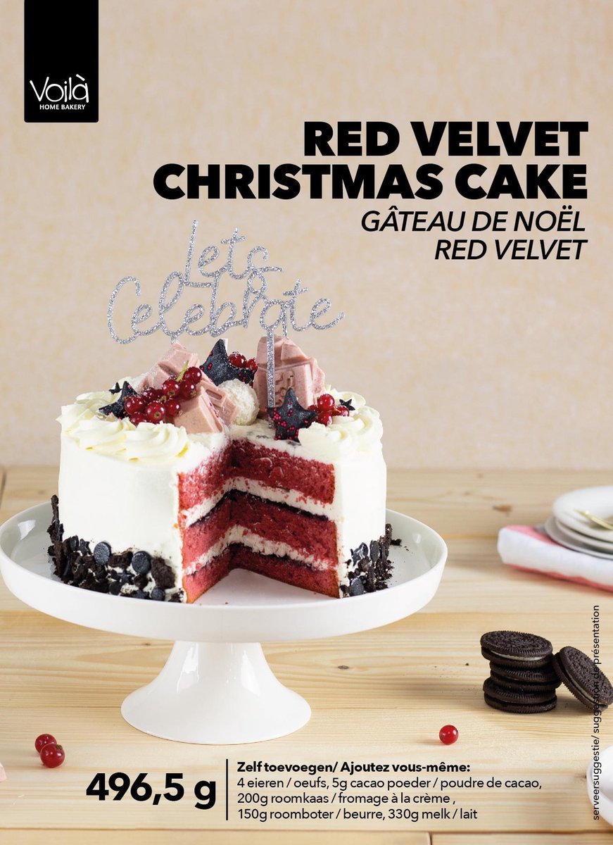 Voila Home Bakery | Christmas Velvet Cake Taartset - Kersttaart met Oreo Koekjes & Tony Chocolonely