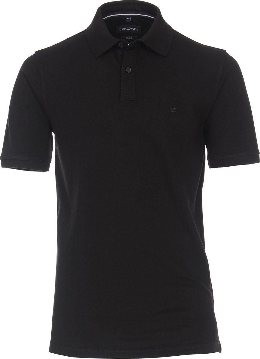 CASA MODA comfort fit poloshirt - stretch - zwart -  Maat: 3XL