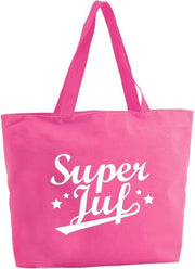 Super Juf shopper tas - fuchsia roze - 47 x 34 x 12