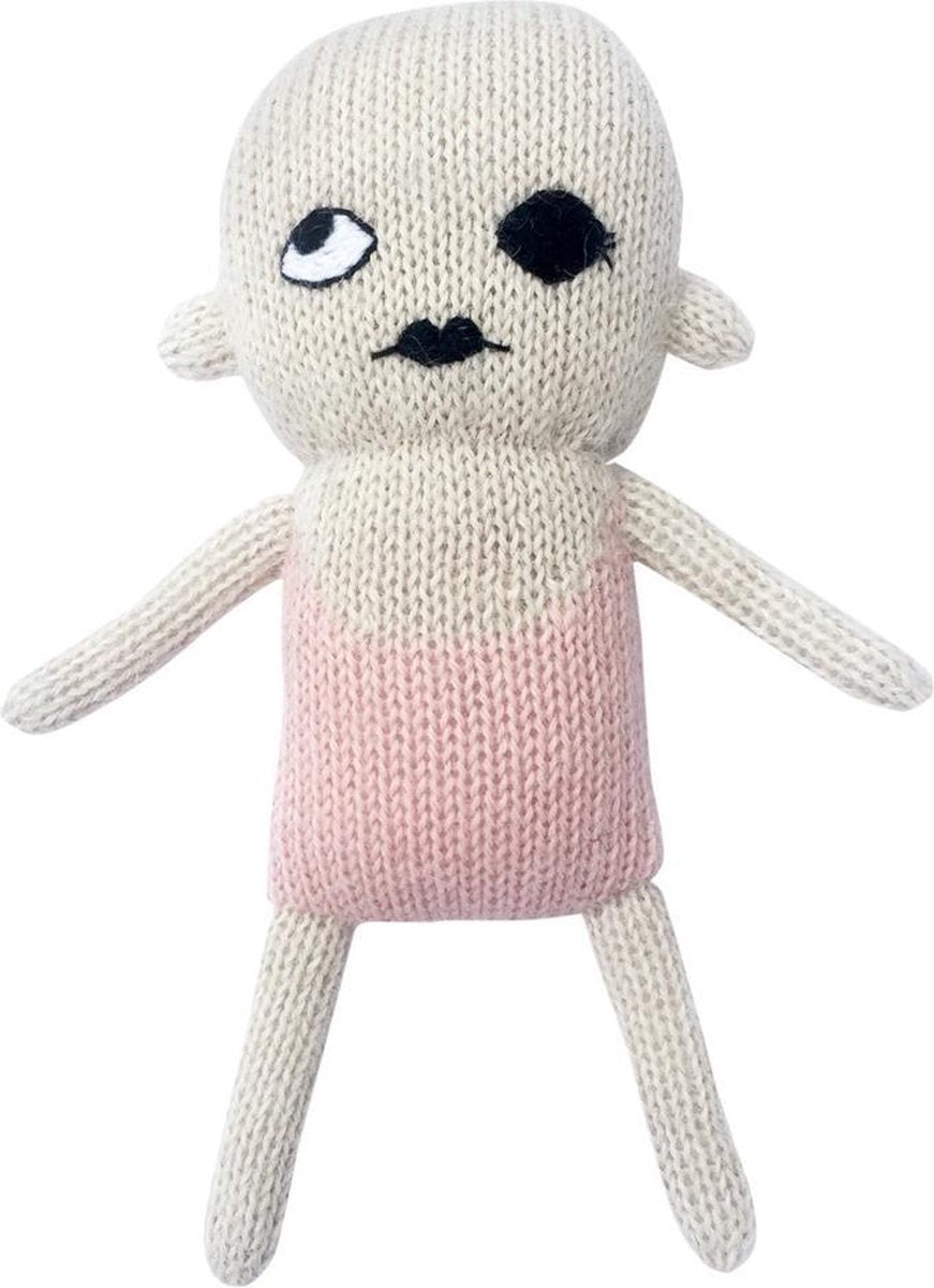 Luckyboysunday Knuffelpop 20 Cm Alpaca Wol Wit/roze