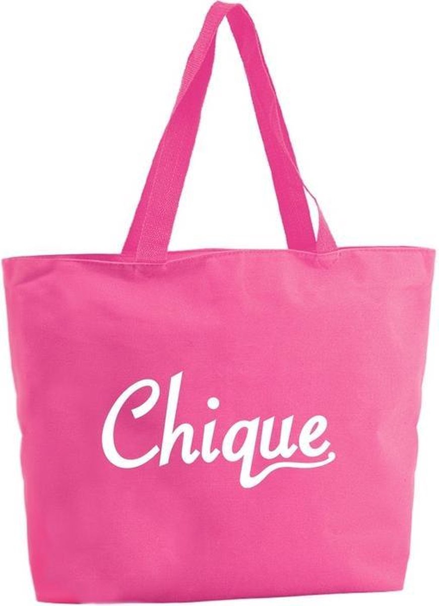 Chique shopper tas - fuchsia roze - 47 x 34 x 12