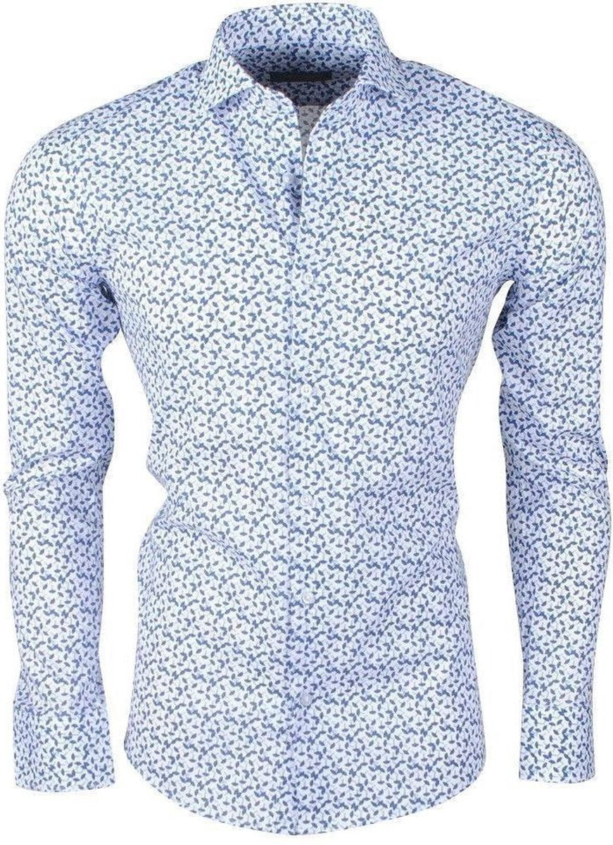 Dom Tower - Heren Overhemd met Trendy Design - Stretch - Wit