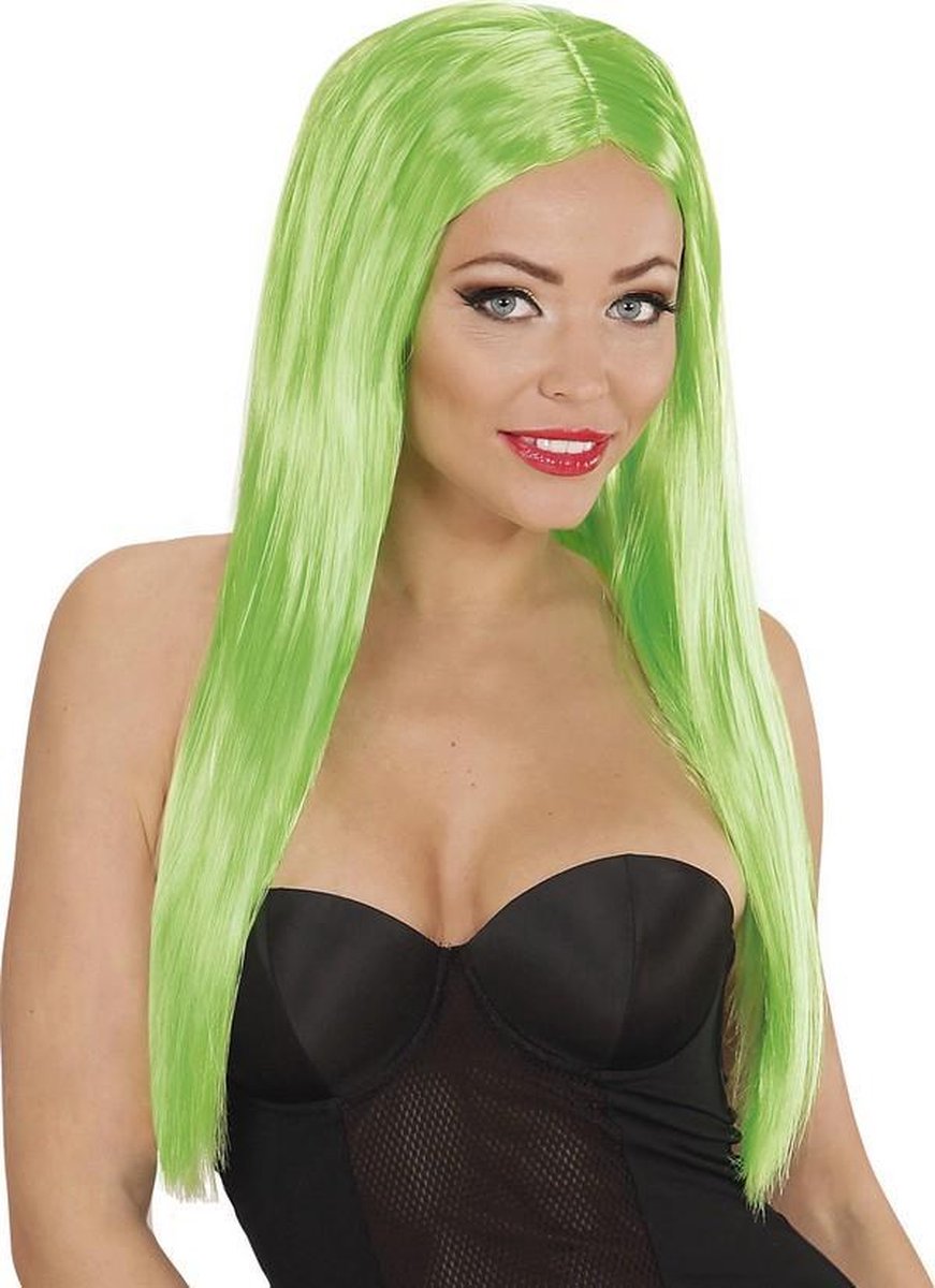 Groene glamour pruik voor dames - Verkleedpruik