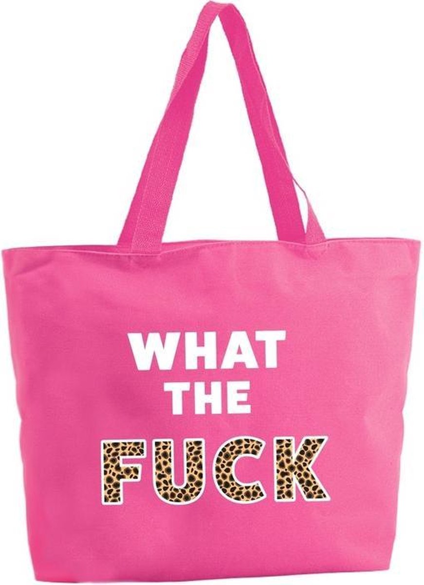What the fuck shopper tas - fuchsia roze - 47 x 34 x 12