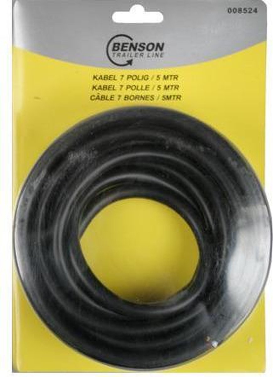 Kabel 7 polig 5 meter voor aanhangwagen aanhanger