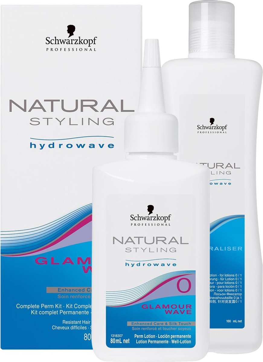 Schwarzkopf Natural Styling Glamour Wave Hydrowave 0 Kit - 80 ml - Permanentvloeistof - Haarverf