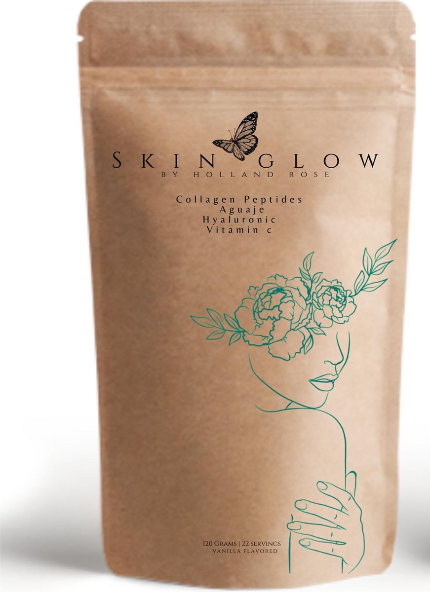 Holland Rose | Skin Glow Poeder | Hyaluronzuur + Aguaje + Peptides |stralende en elastische huid| Anti-rimpel | Protein |  100% Natuurlijk | Superfood for skin |Collageen|